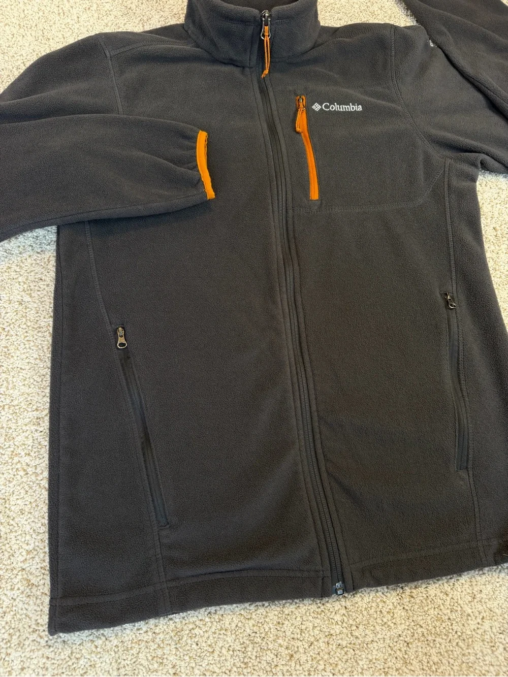 Columbia Men’s Fast Trek II Full Zip Fleece Dark Gray/Orange Trim Small